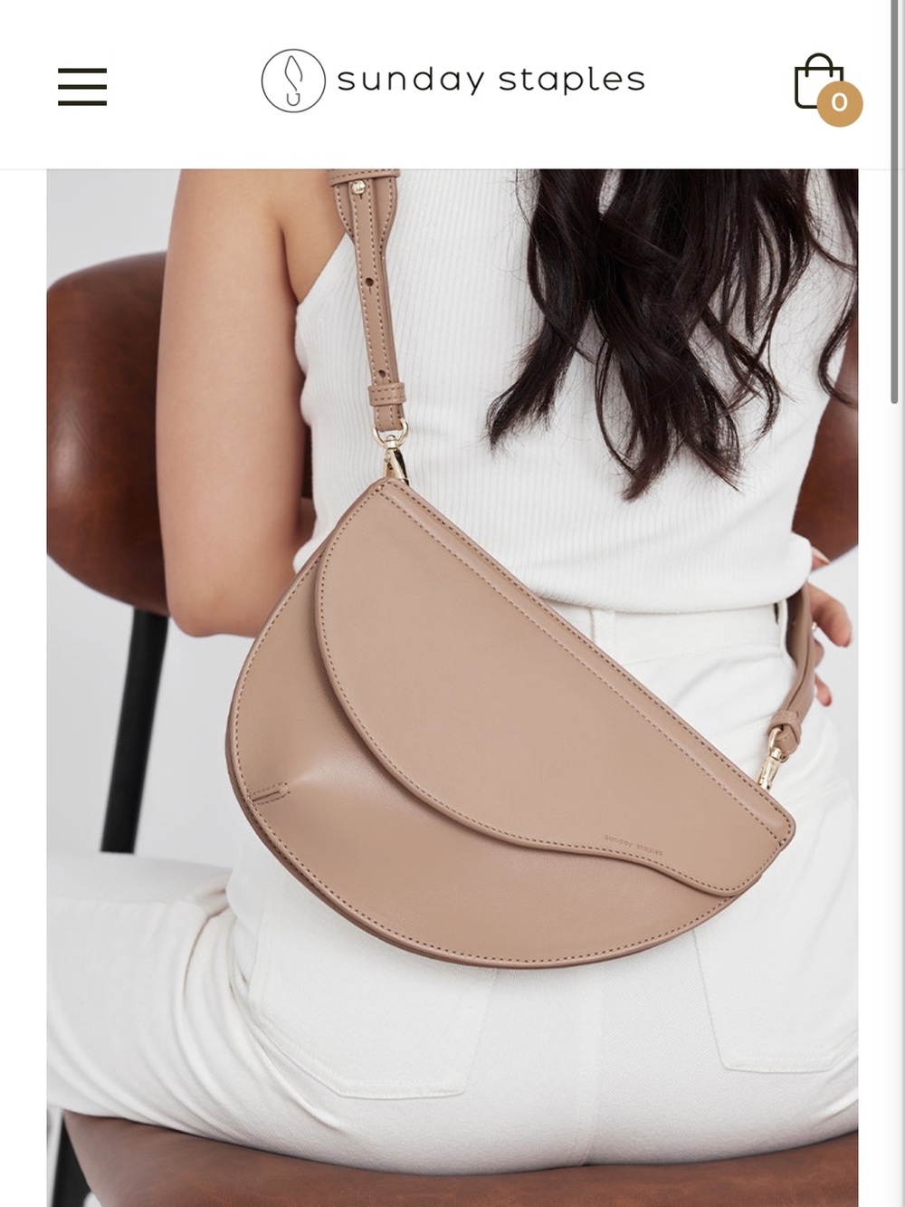 Sunday Staples “Clair” Taupe Saddle Bag